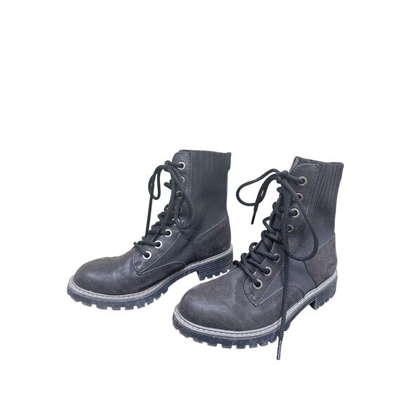 Blowfish Black Moto Booties Lace up Winter Vegan Leather Neutral Walk Size 6.5 - Picture 6 of 12